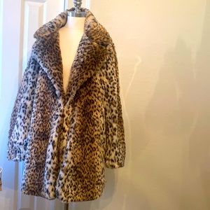 Faux fur coat 1X plus size animal print